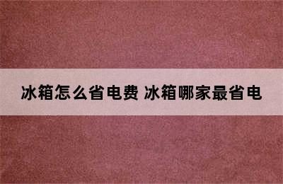 冰箱怎么省电费 冰箱哪家最省电